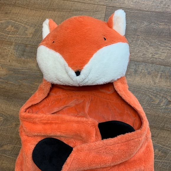 Kids Sleeping Fox Hooded Fleece Blanket w/Paws and a Tail - Picture 2 of 7